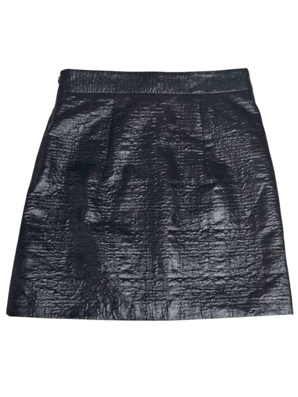 MILLY TEXTURED SHINE BLACK MINI SKIRT Y2K PARIS GLAM PUNK PARTY LOLITA SZ 0
